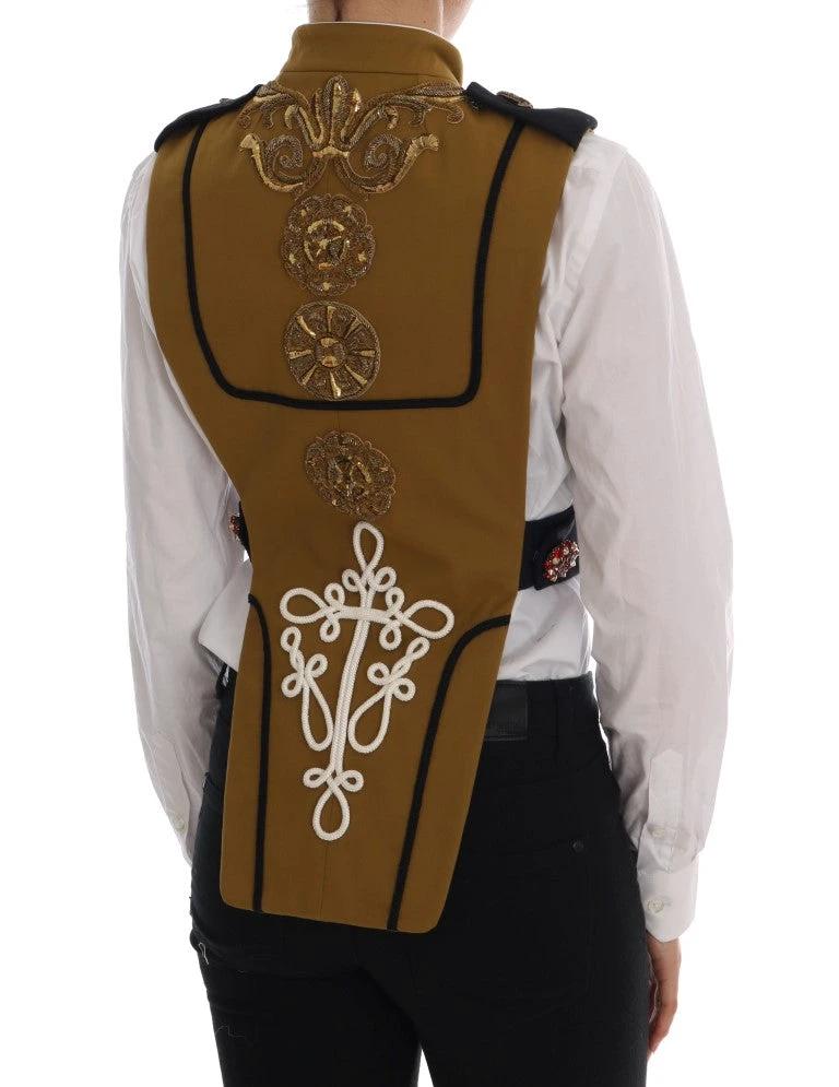 Dolce & Gabbana Yellow Crystal Cross Vest Jacket by Dolce & Gabbana