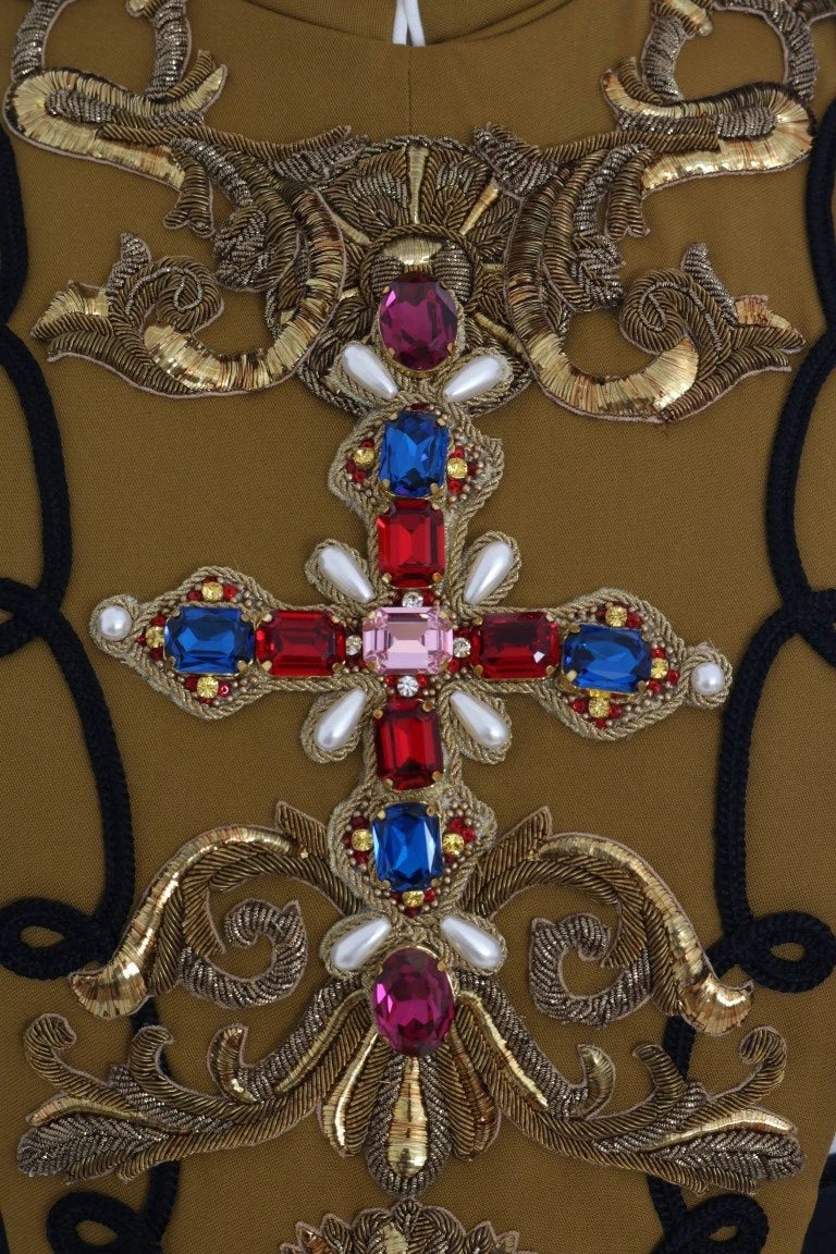 Dolce & Gabbana Yellow Crystal Cross Vest Jacket by Dolce & Gabbana