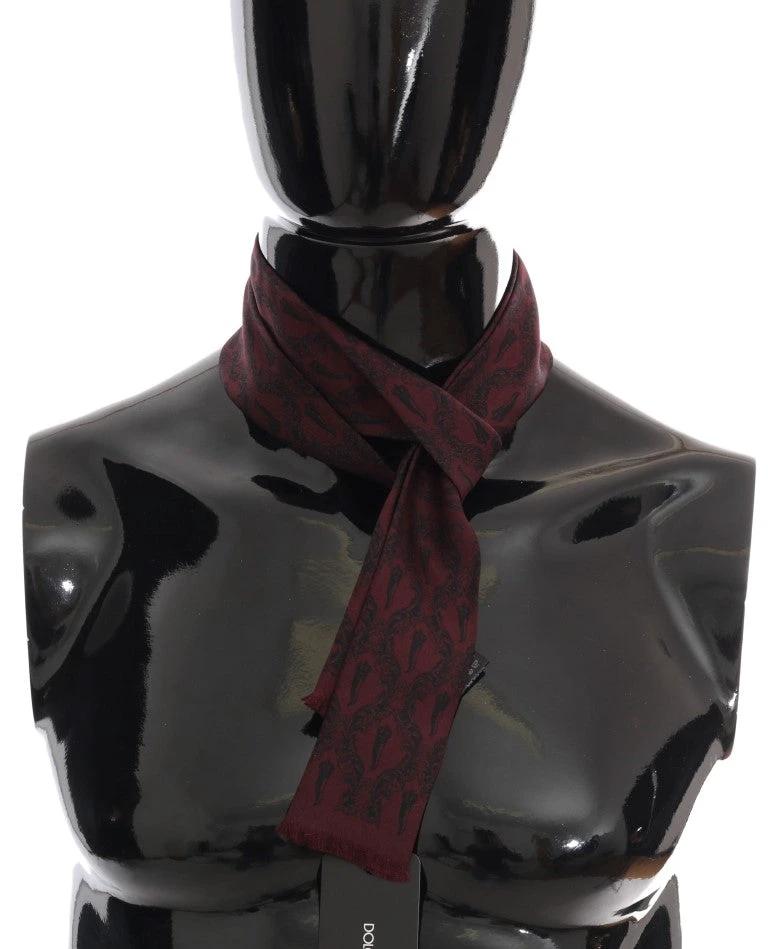 Dolce & Gabbana Bordeaux Silk Crown Chili Scarf by Dolce & Gabbana