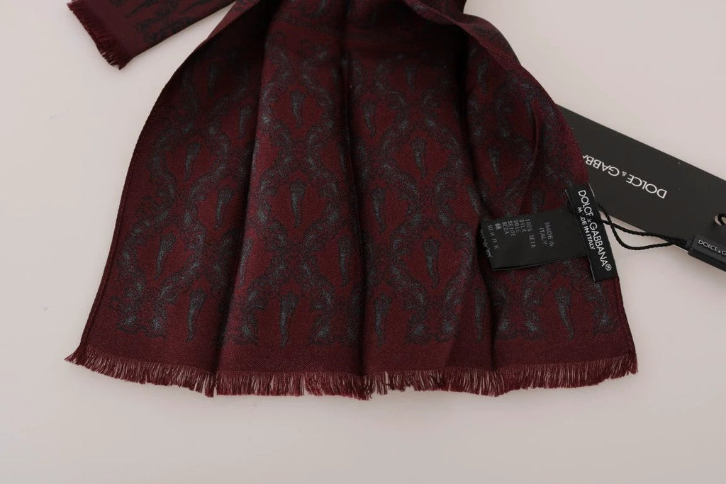 Dolce & Gabbana Bordeaux Silk Crown Chili Scarf by Dolce & Gabbana
