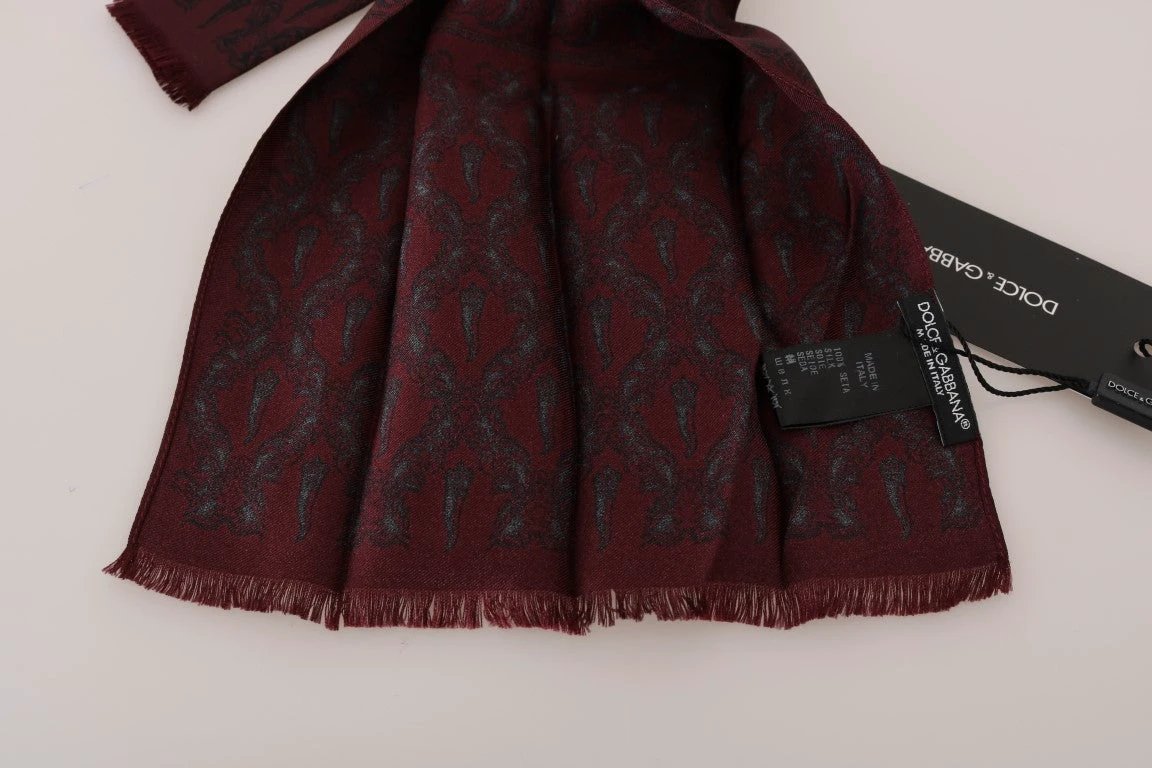 Dolce & Gabbana Bordeaux Silk Crown Chili Scarf by Dolce & Gabbana