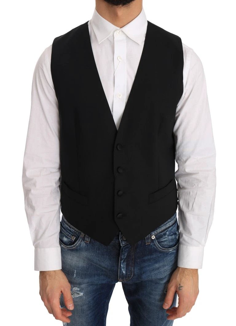 Dolce & Gabbana Black Wool Silk Vest by Dolce & Gabbana