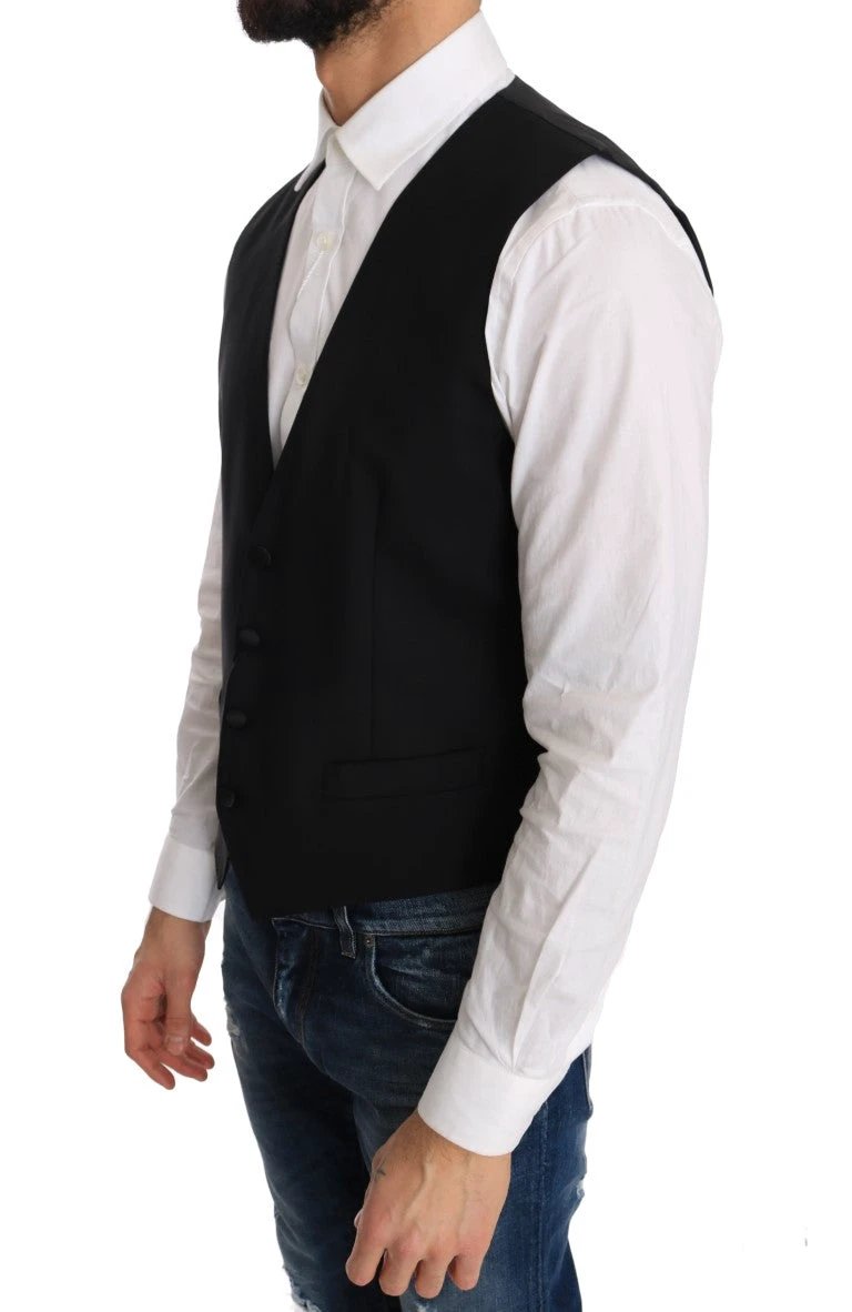 Dolce & Gabbana Black Wool Silk Vest by Dolce & Gabbana