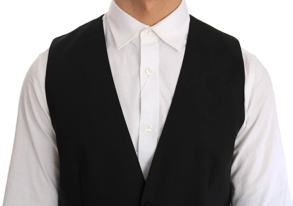 Dolce & Gabbana Black Wool Silk Vest by Dolce & Gabbana