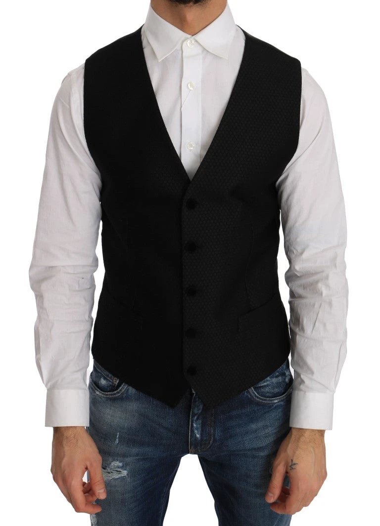 Dolce & Gabbana Black Polka Dot Pattern Vest by Dolce & Gabbana