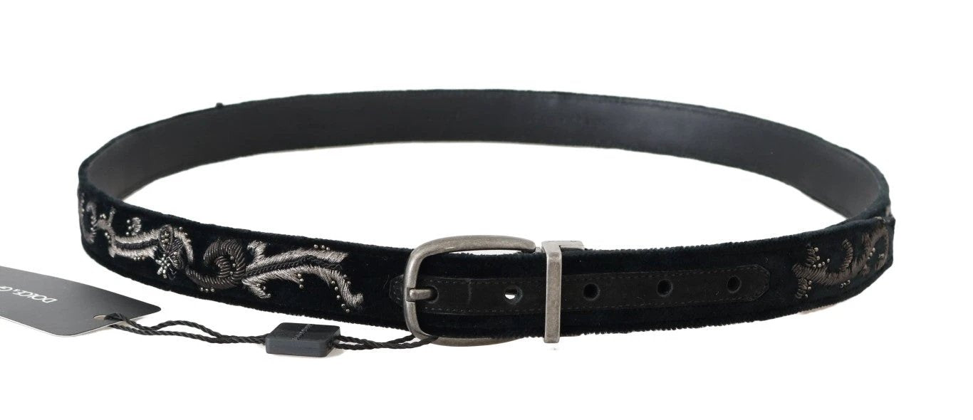 Dolce & Gabbana Black Cotton Royal Bee Embroidery Belt by Dolce & Gabbana