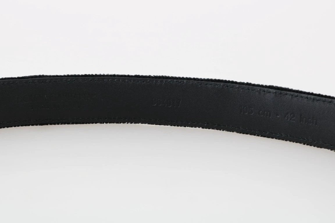 Dolce & Gabbana Black Cotton Royal Bee Embroidery Belt by Dolce & Gabbana