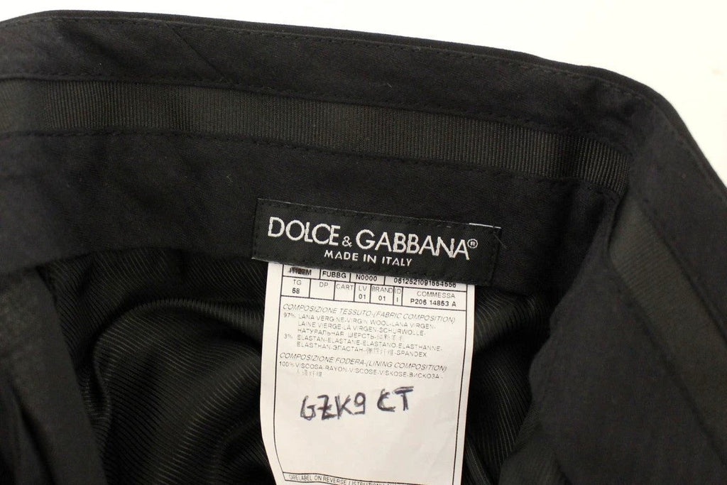 Dolce & Gabbana Black Wool Stretch Pleated Pants by Dolce & Gabbana