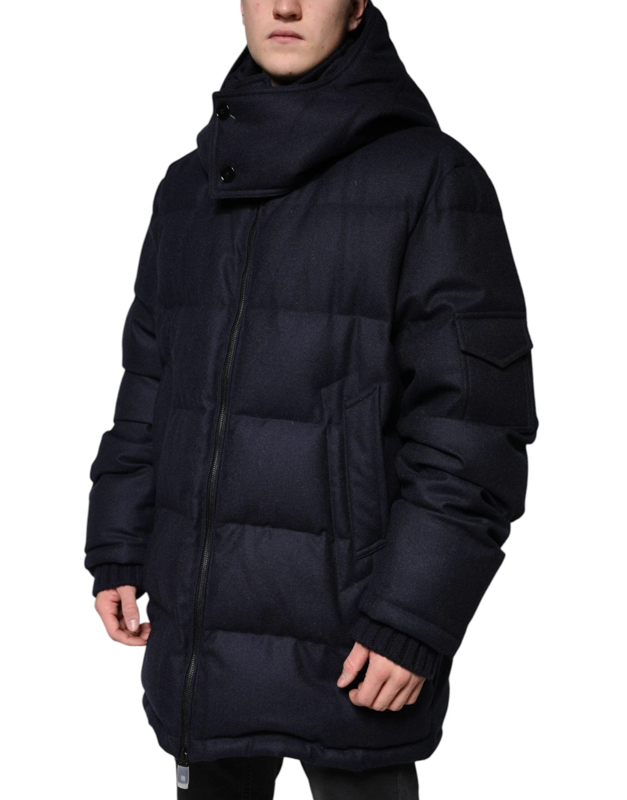 Dolce & Gabbana Black Nylon Hooded Puffer Men Coat Jacket by Dolce & Gabbana