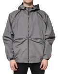 Dolce & Gabbana Gray Polyester Hooded Men Full Zip Jacket by Dolce & Gabbana