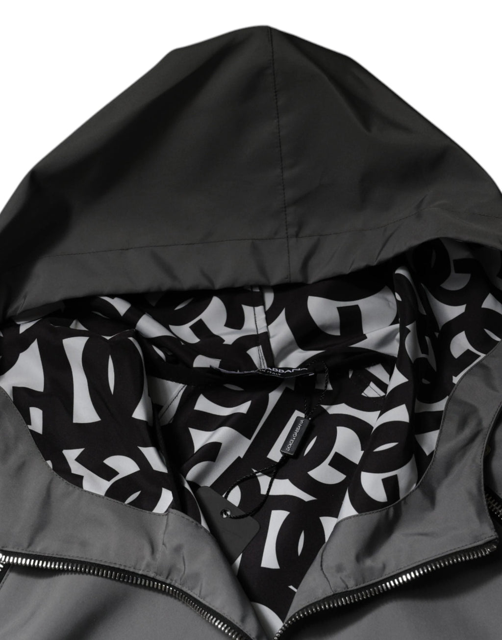 Dolce & Gabbana Gray Polyester Hooded Men Full Zip Jacket by Dolce & Gabbana