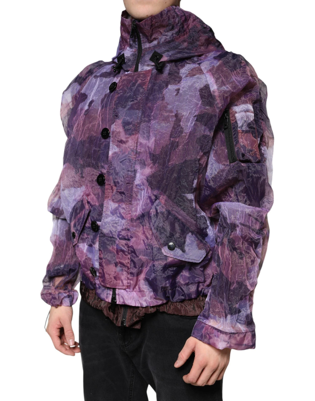 Dolce & Gabbana Purple Camouflage Hooded Men Blouson Jacket by Dolce & Gabbana