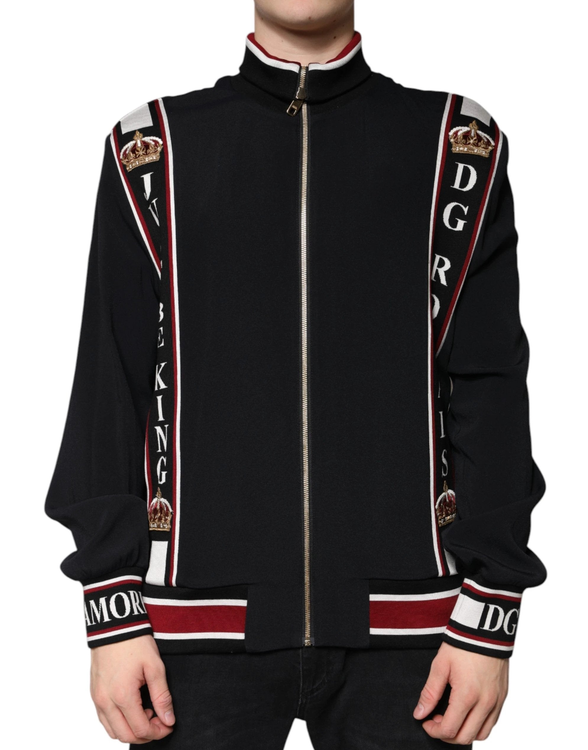 Dolce & Gabbana Black DG King Full Zip Sweatshirt Sweater by Dolce & Gabbana
