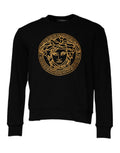 Versace Black Medusa Embroidery Crew Neck Pullover Sweater by Versace