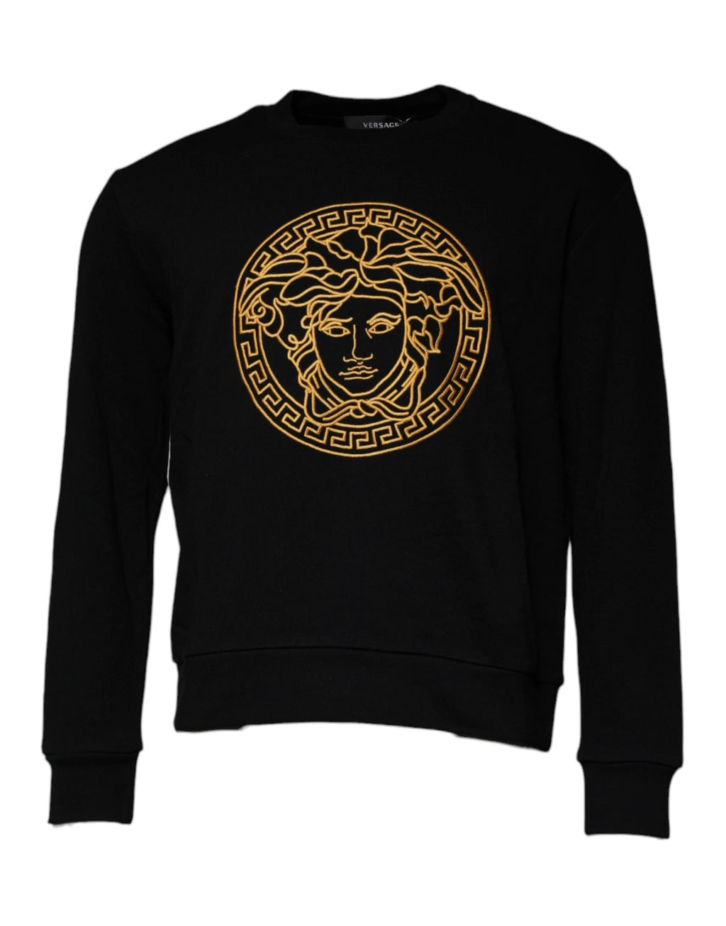 Versace Black Medusa Embroidery Crew Neck Pullover Sweater by Versace