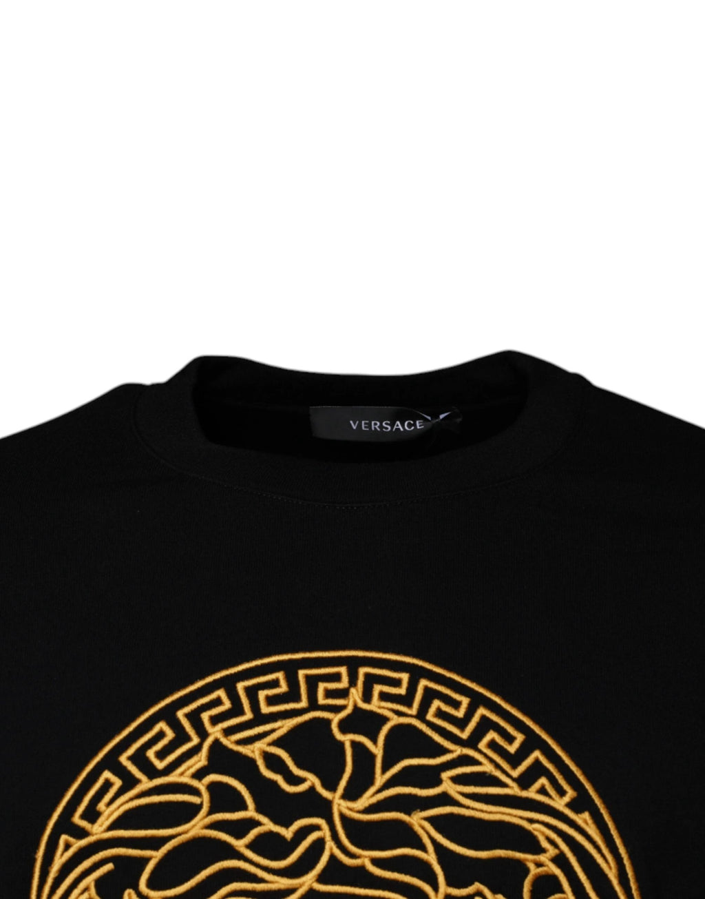 Versace Black Medusa Embroidery Crew Neck Pullover Sweater by Versace