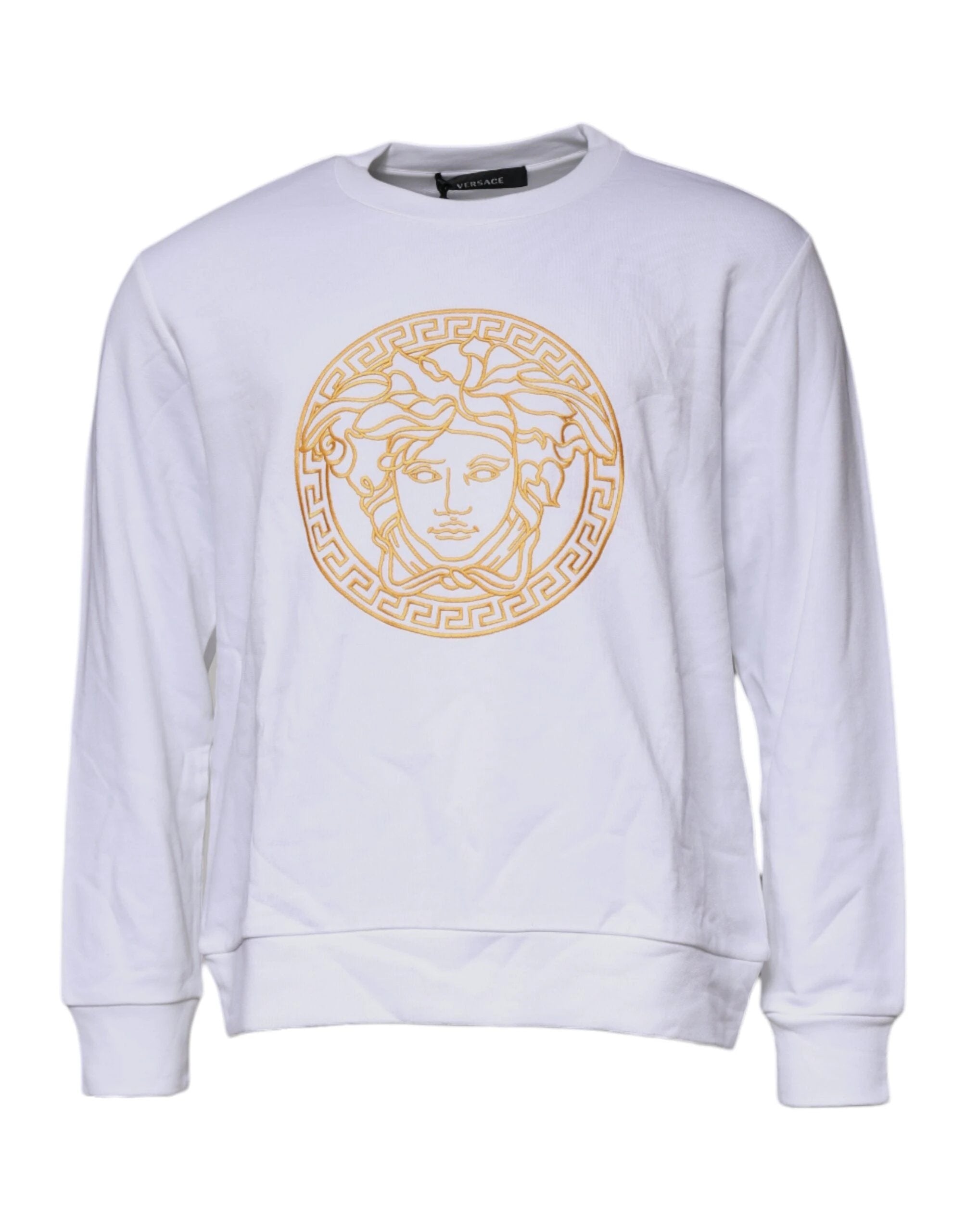 Versace White Medusa Embroidery Crew Neck Pullover Sweater by Versace
