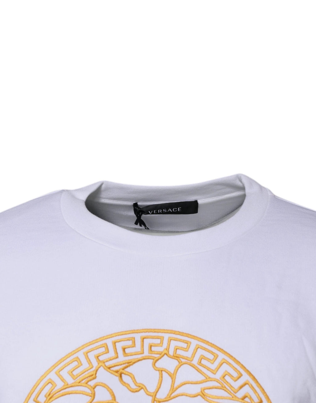 Versace White Medusa Embroidery Crew Neck Pullover Sweater by Versace
