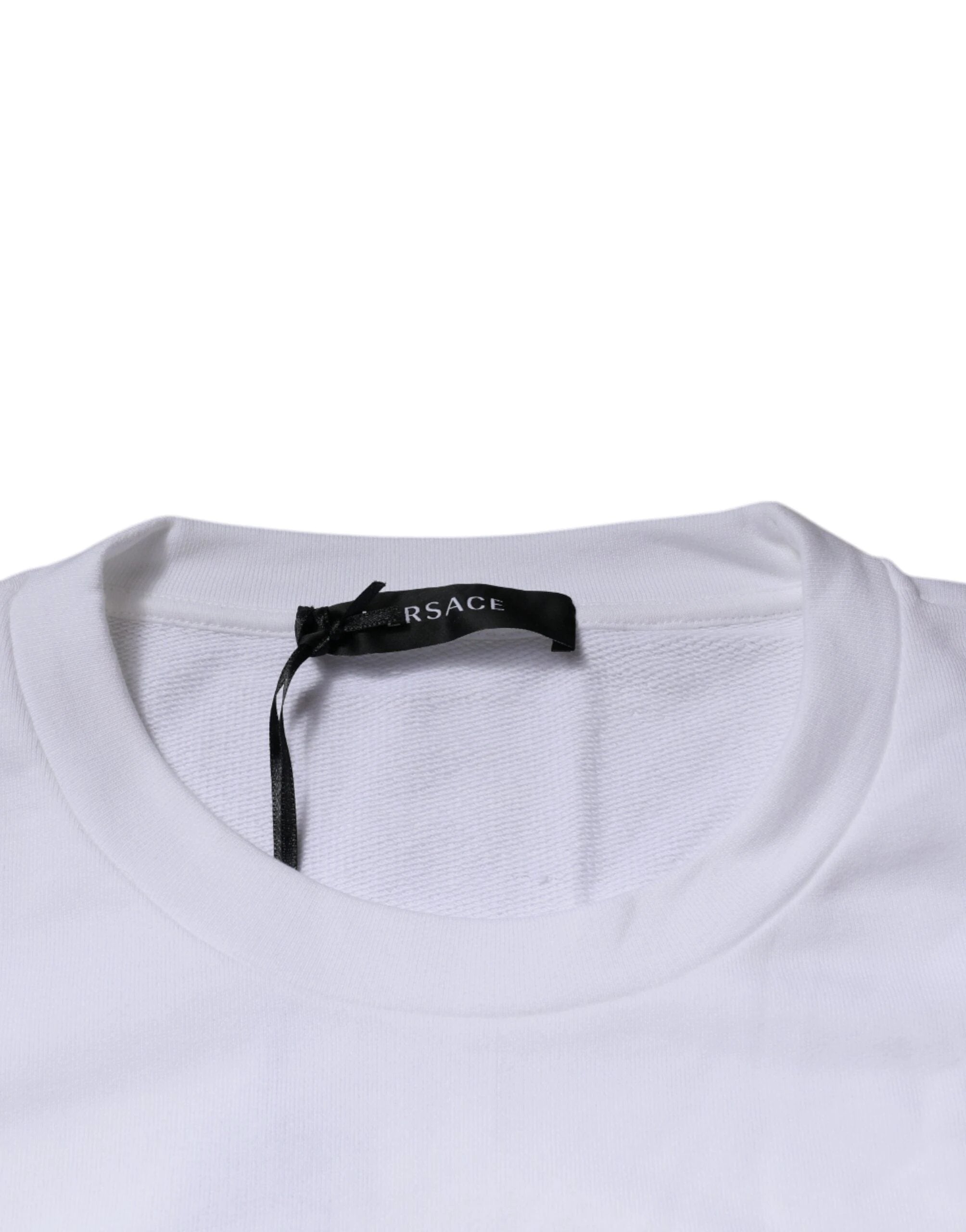 Versace White Medusa Embroidery Crew Neck Pullover Sweater by Versace