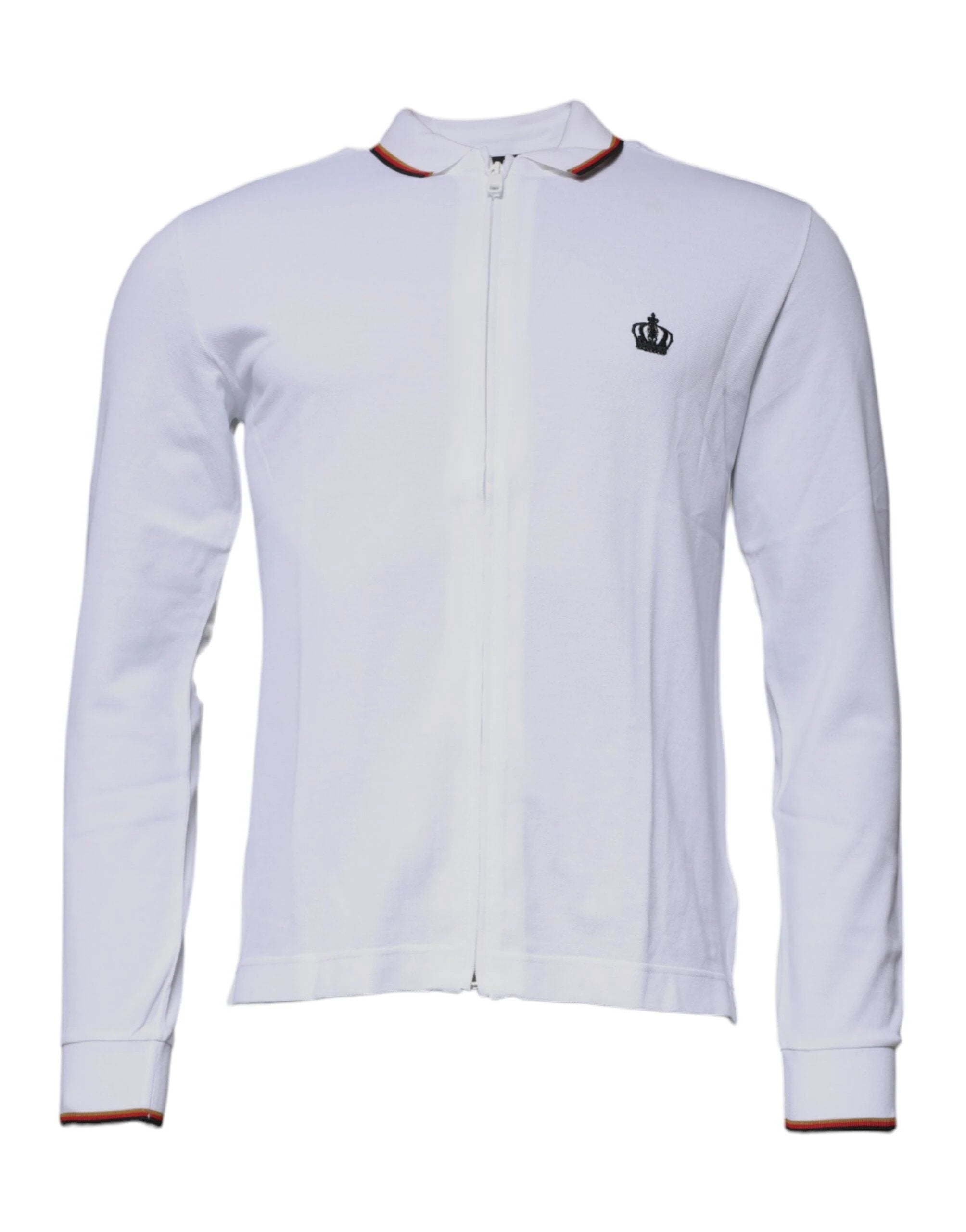 Dolce & Gabbana White Crown Men Full Zip Sweatshirt Sweater by Dolce & Gabbana