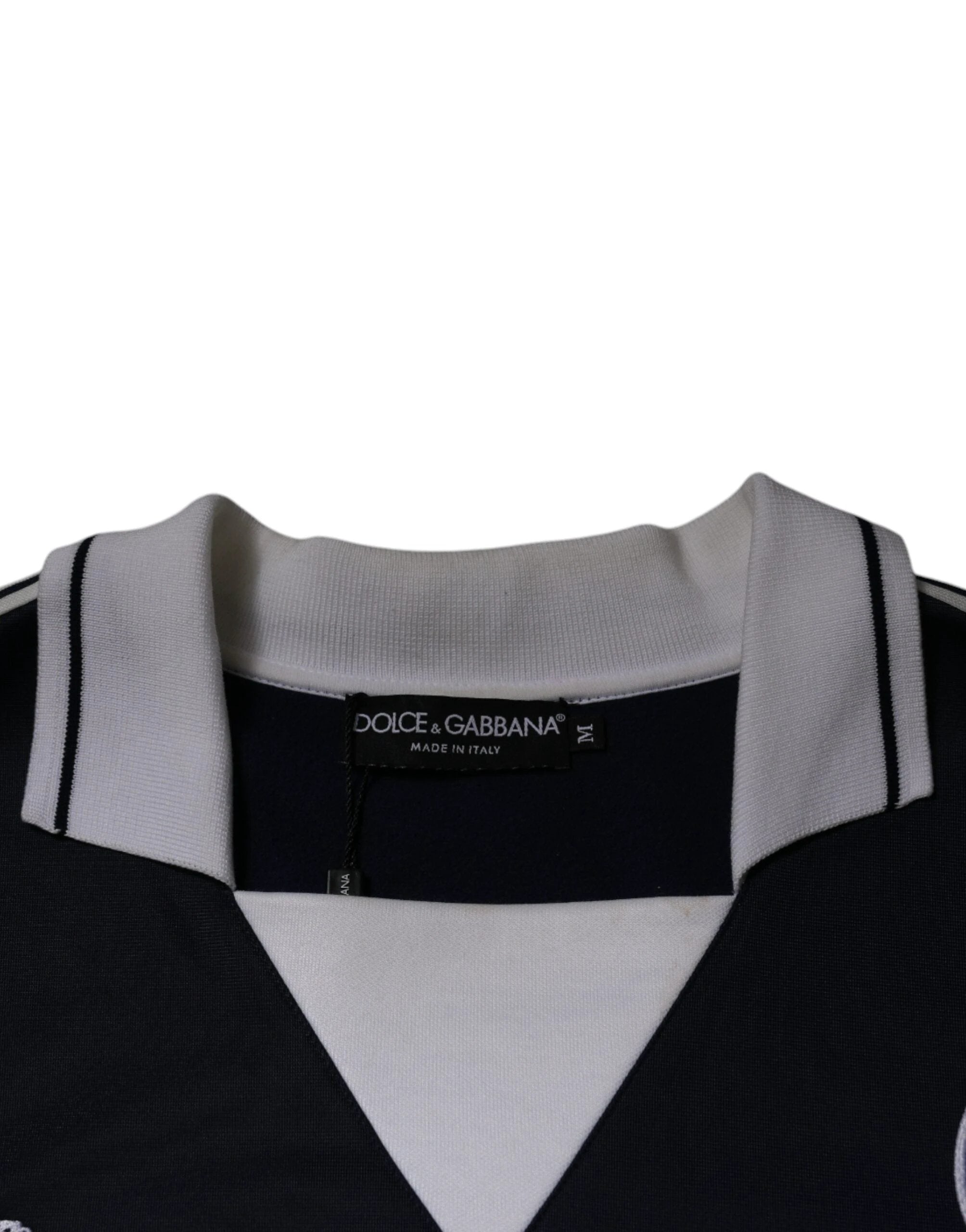 Dolce & Gabbana Blue Logo Jersey Collared Pullover Sweater by Dolce & Gabbana