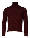 Dolce & Gabbana Maroon Monogram Turtleneck Pullover Sweater by Dolce & Gabbana