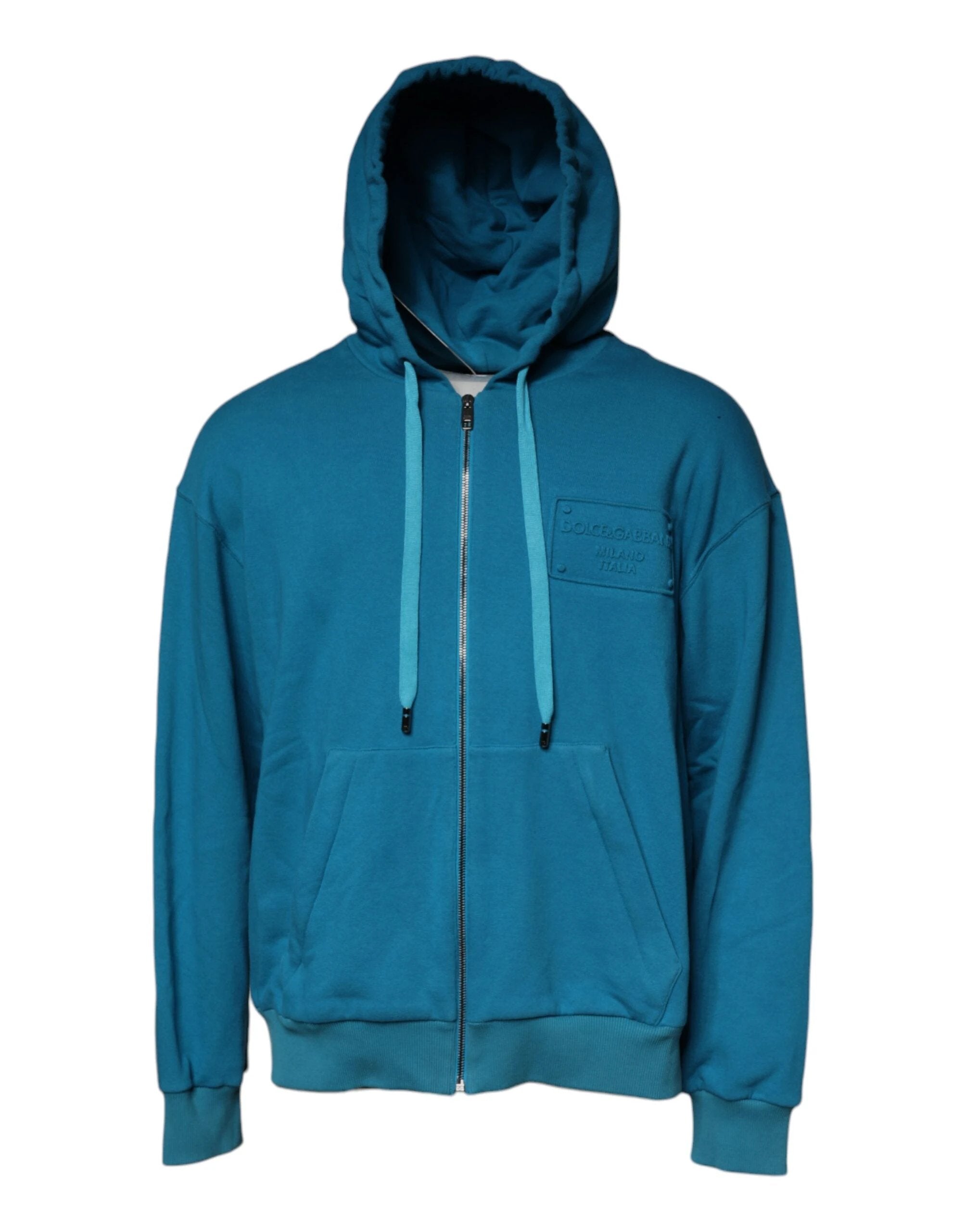 Sweat-shirt à capuche en coton bleu à logo Dolce &amp; Gabbana