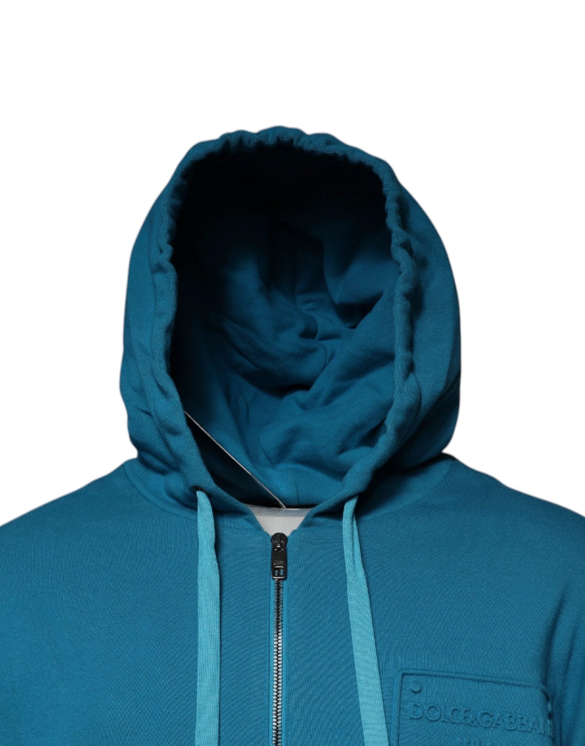 Sweat-shirt à capuche en coton bleu à logo Dolce &amp; Gabbana