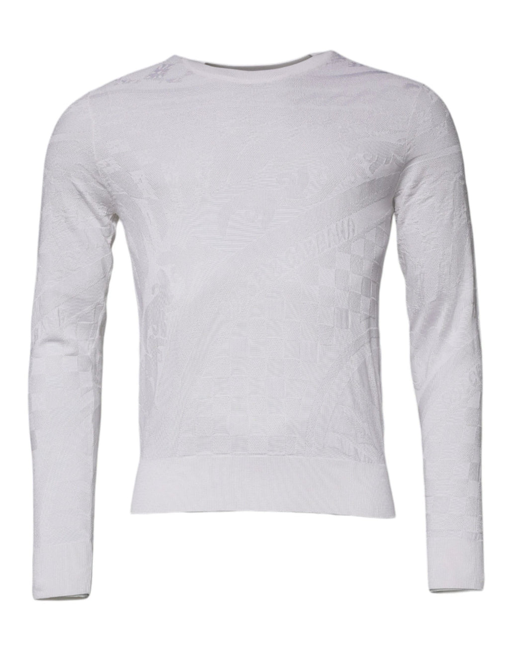 Dolce & Gabbana White Silk Crew Neck Men Pullover Sweater by Dolce & Gabbana