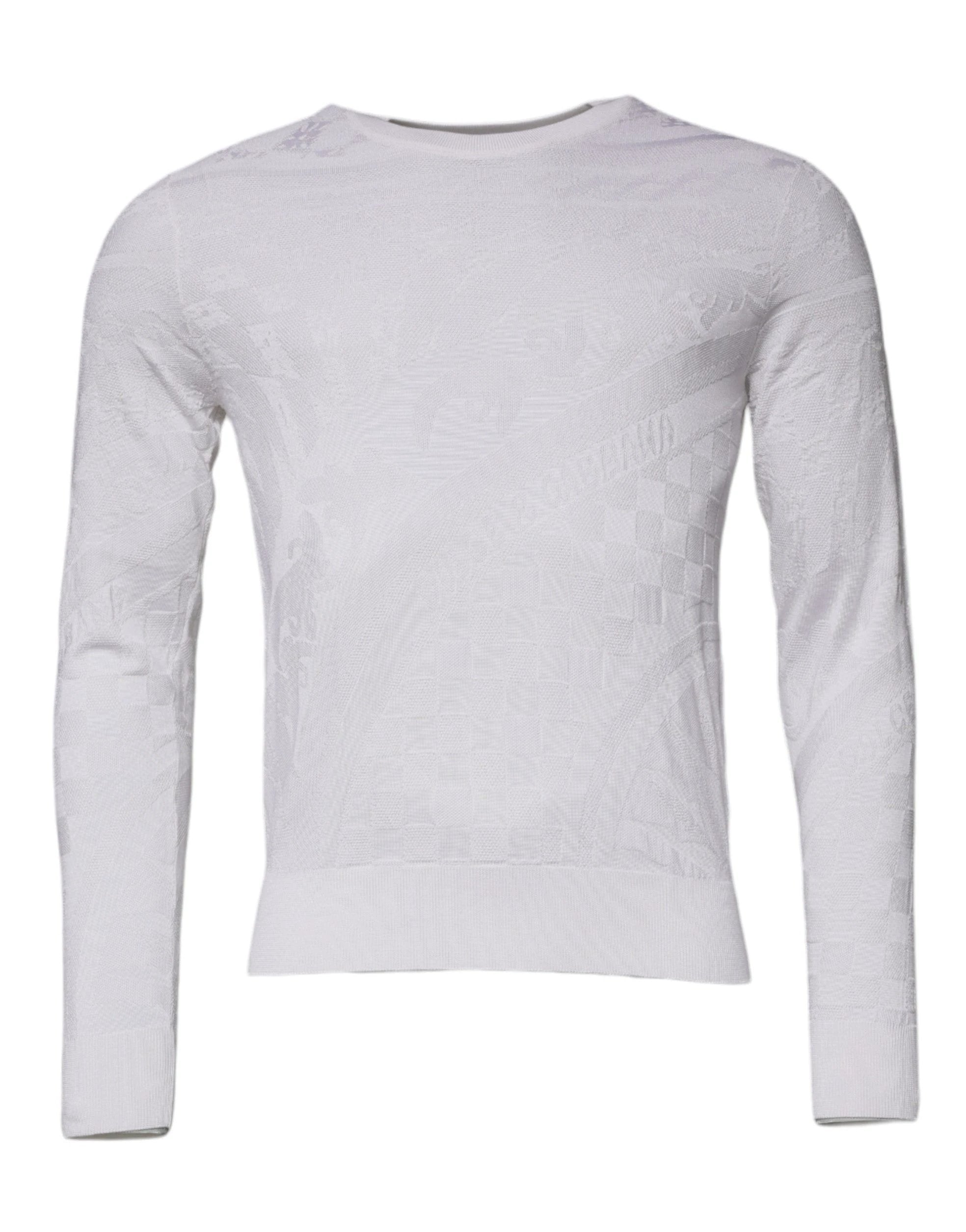 Dolce & Gabbana White Silk Crew Neck Men Pullover Sweater by Dolce & Gabbana