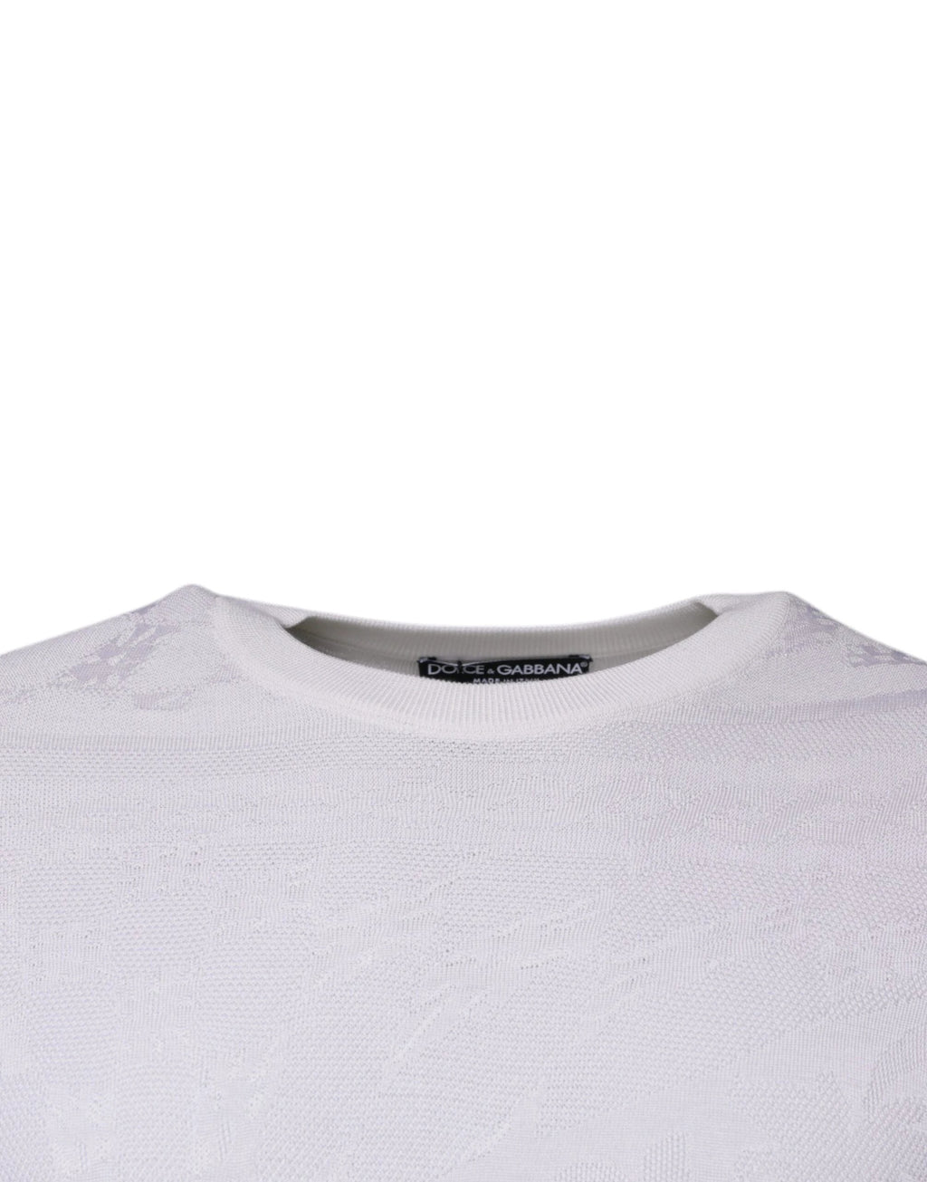 Dolce & Gabbana White Silk Crew Neck Men Pullover Sweater by Dolce & Gabbana