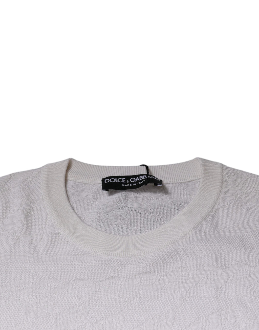 Dolce & Gabbana White Silk Crew Neck Men Pullover Sweater by Dolce & Gabbana