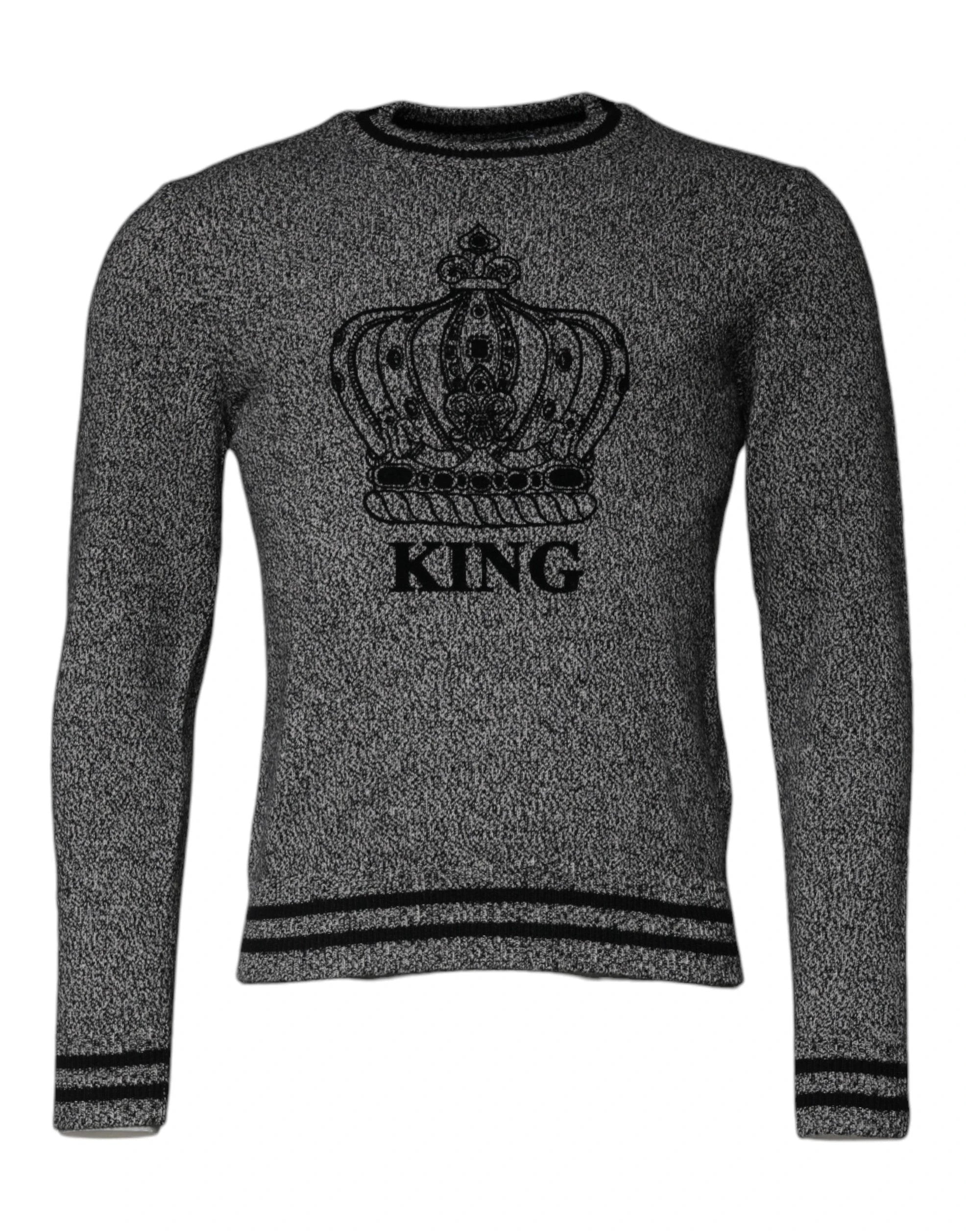 Dolce & Gabbana Gray Crown King Cashmere Pullover Sweater by Dolce & Gabbana