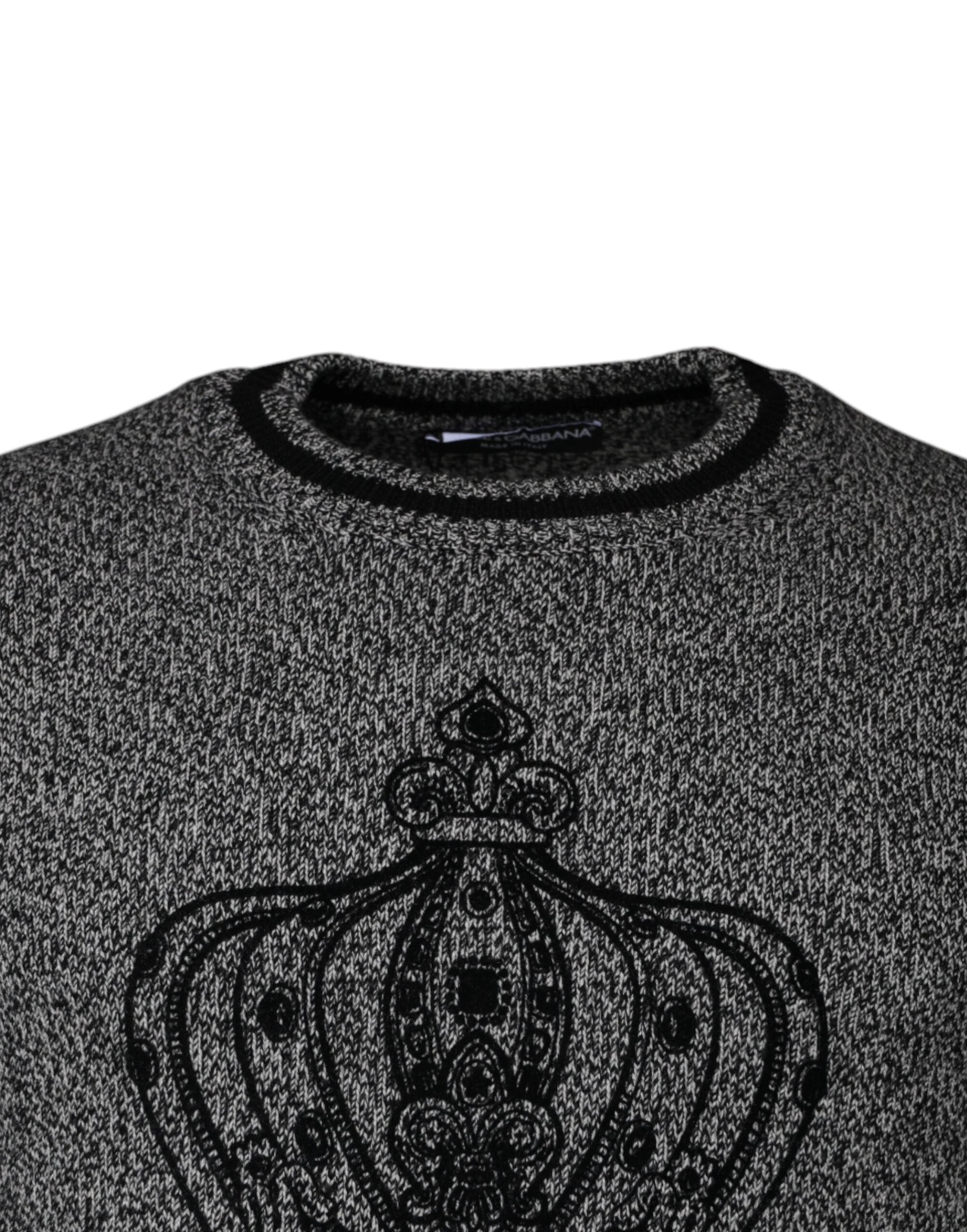 Dolce & Gabbana Gray Crown King Cashmere Pullover Sweater by Dolce & Gabbana