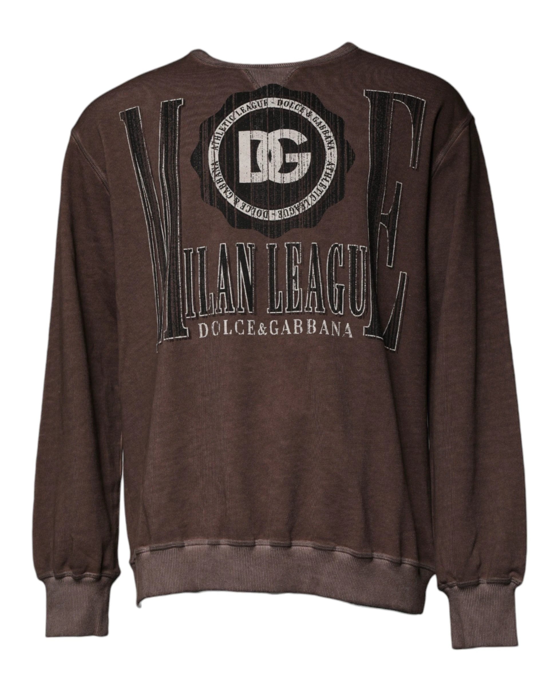 Dolce & Gabbana Brown Logo Print Crew Neck Pullover Sweater by Dolce & Gabbana