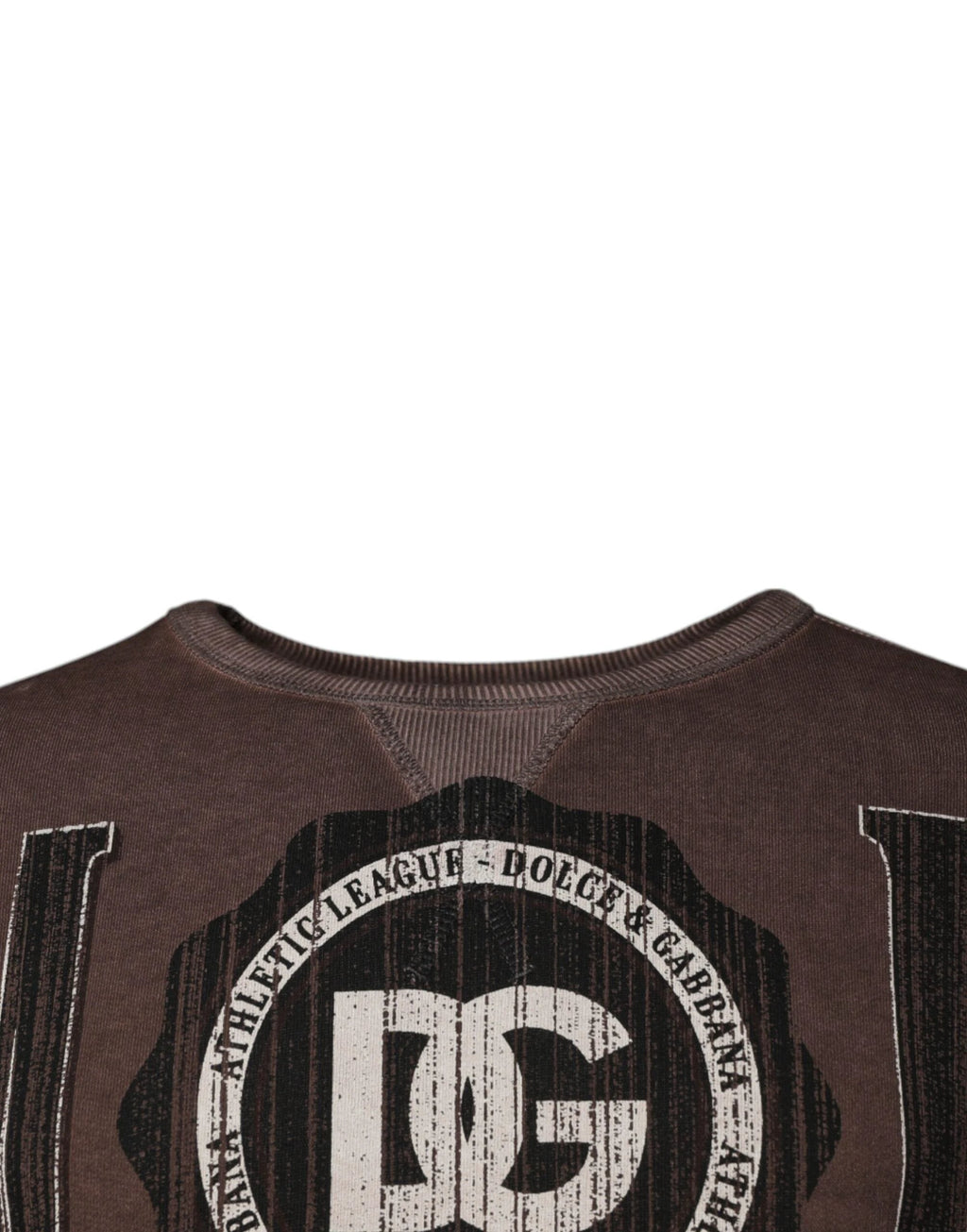 Dolce & Gabbana Brown Logo Print Crew Neck Pullover Sweater by Dolce & Gabbana