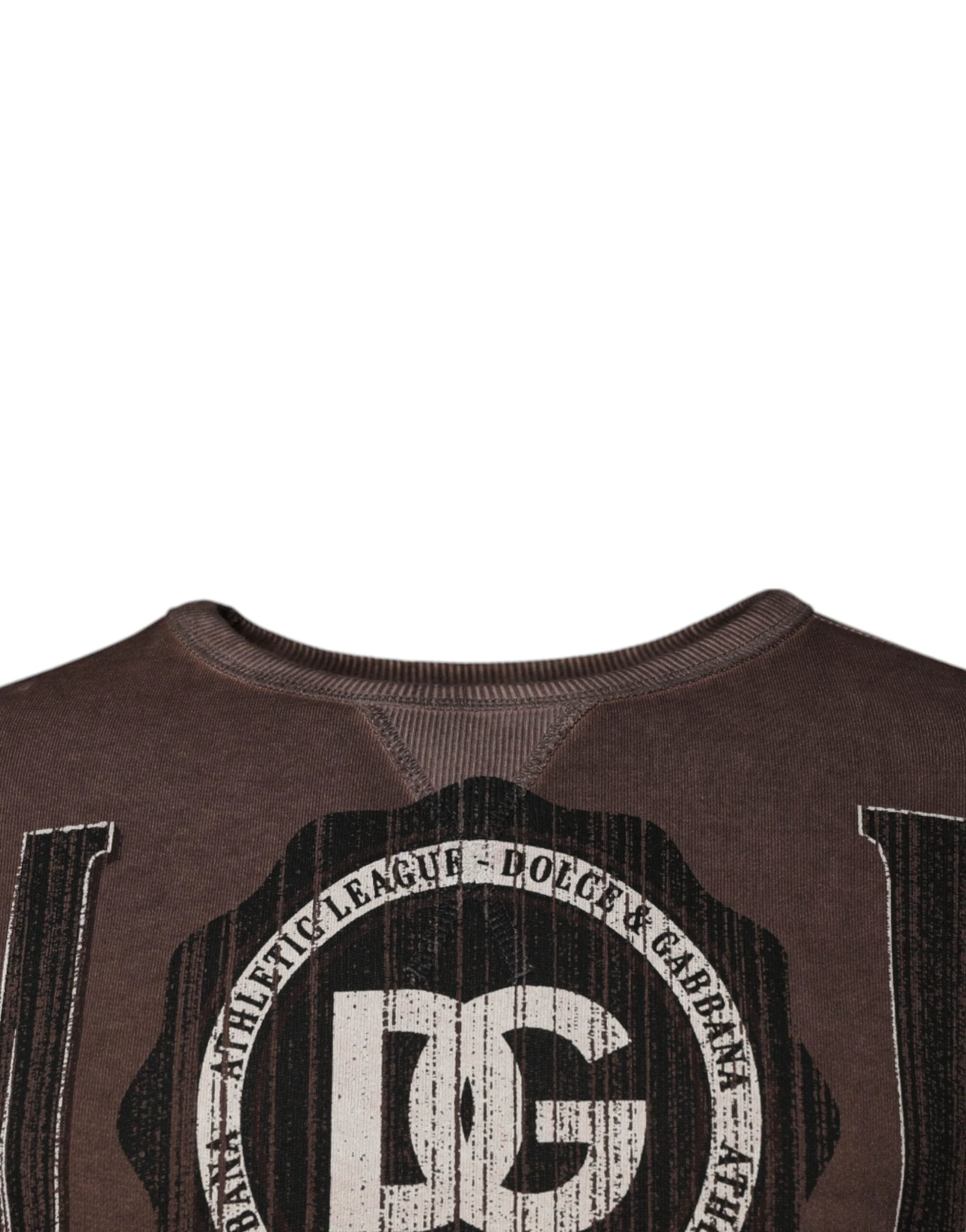 Dolce & Gabbana Brown Logo Print Crew Neck Pullover Sweater by Dolce & Gabbana