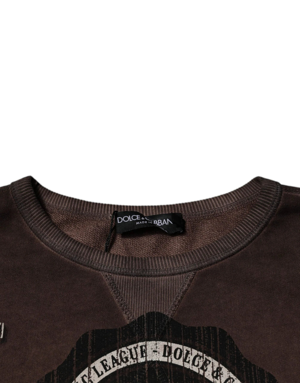Dolce & Gabbana Brown Logo Print Crew Neck Pullover Sweater by Dolce & Gabbana