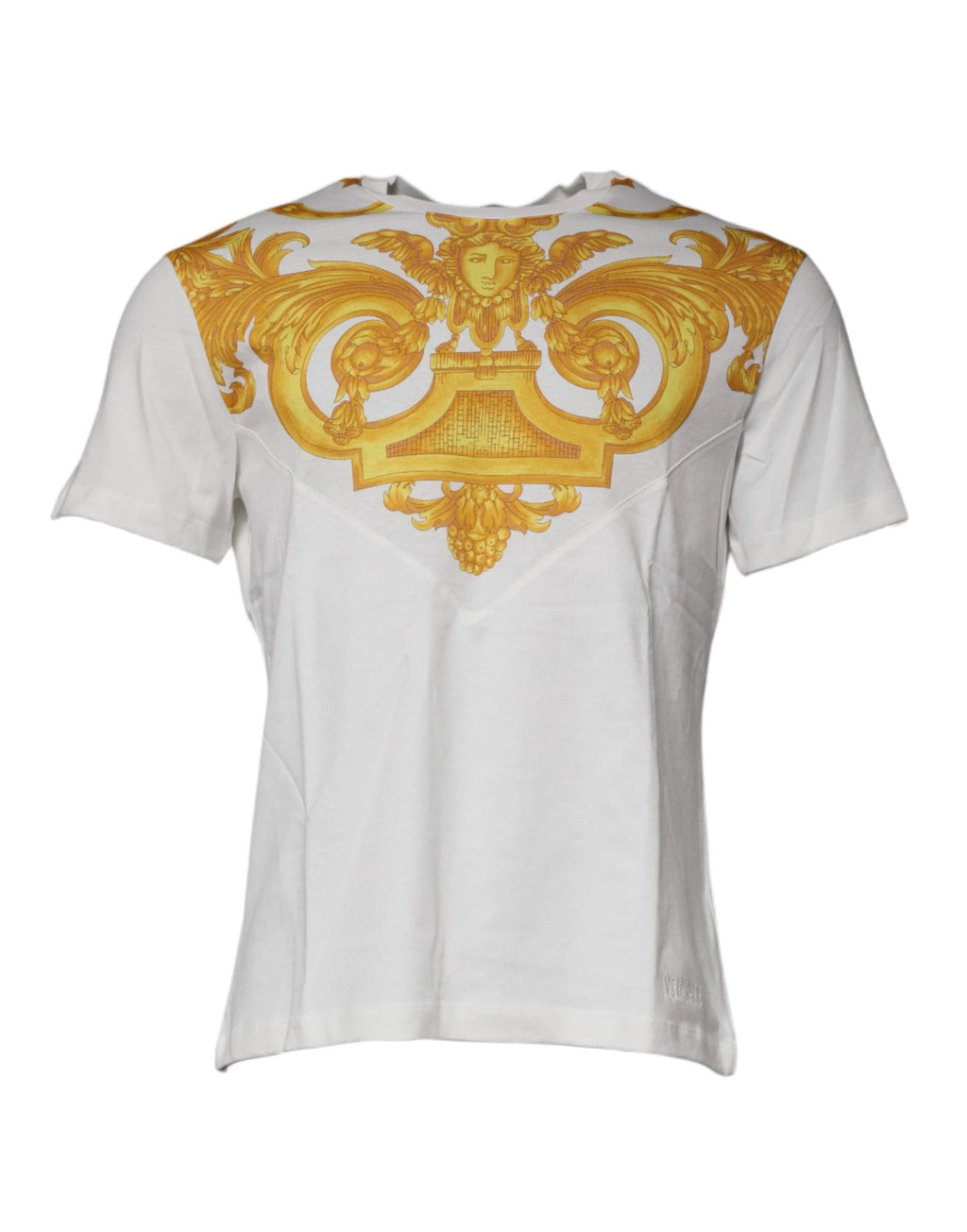 Versace White Medusa Print Cotton Crew Neck T-shirt by Versace