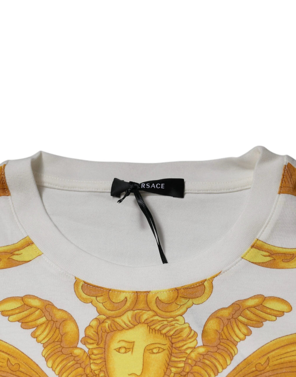 Versace White Medusa Print Cotton Crew Neck T-shirt by Versace