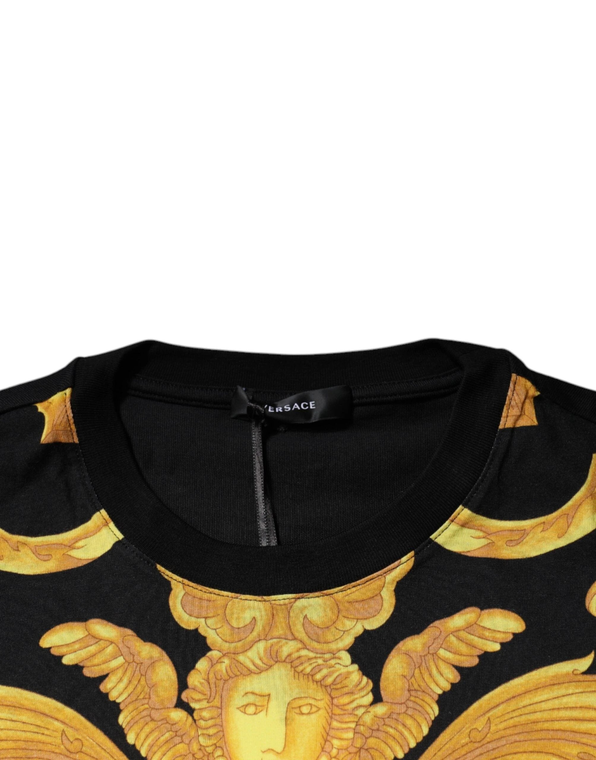 Versace Black Medusa Print Cotton Crew Neck T-shirt by Versace