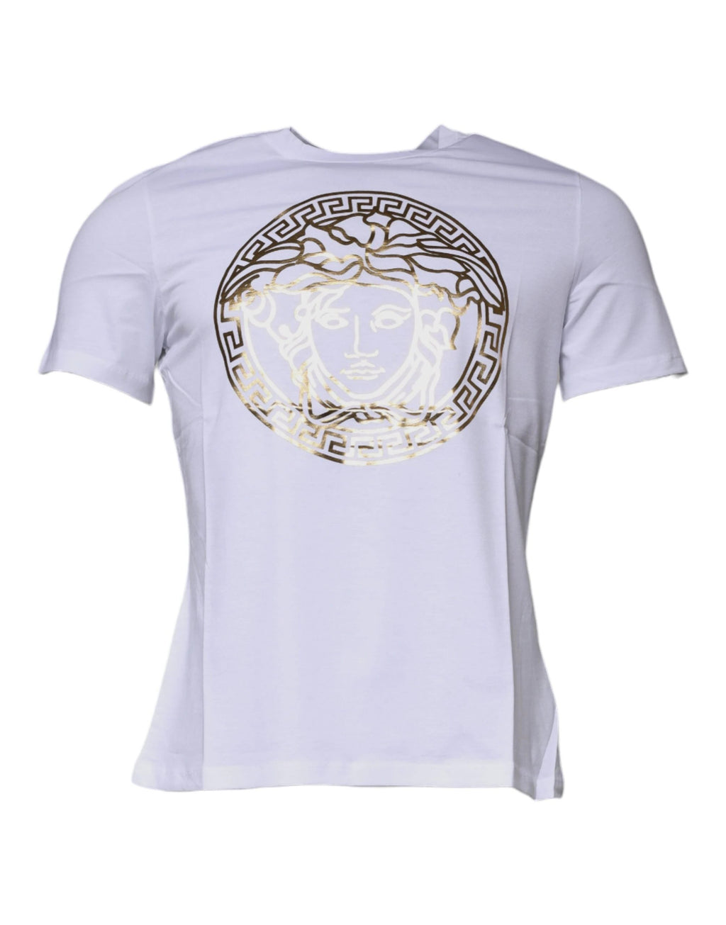 Versace White Medusa Print Cotton Crew Neck T-shirt by Versace