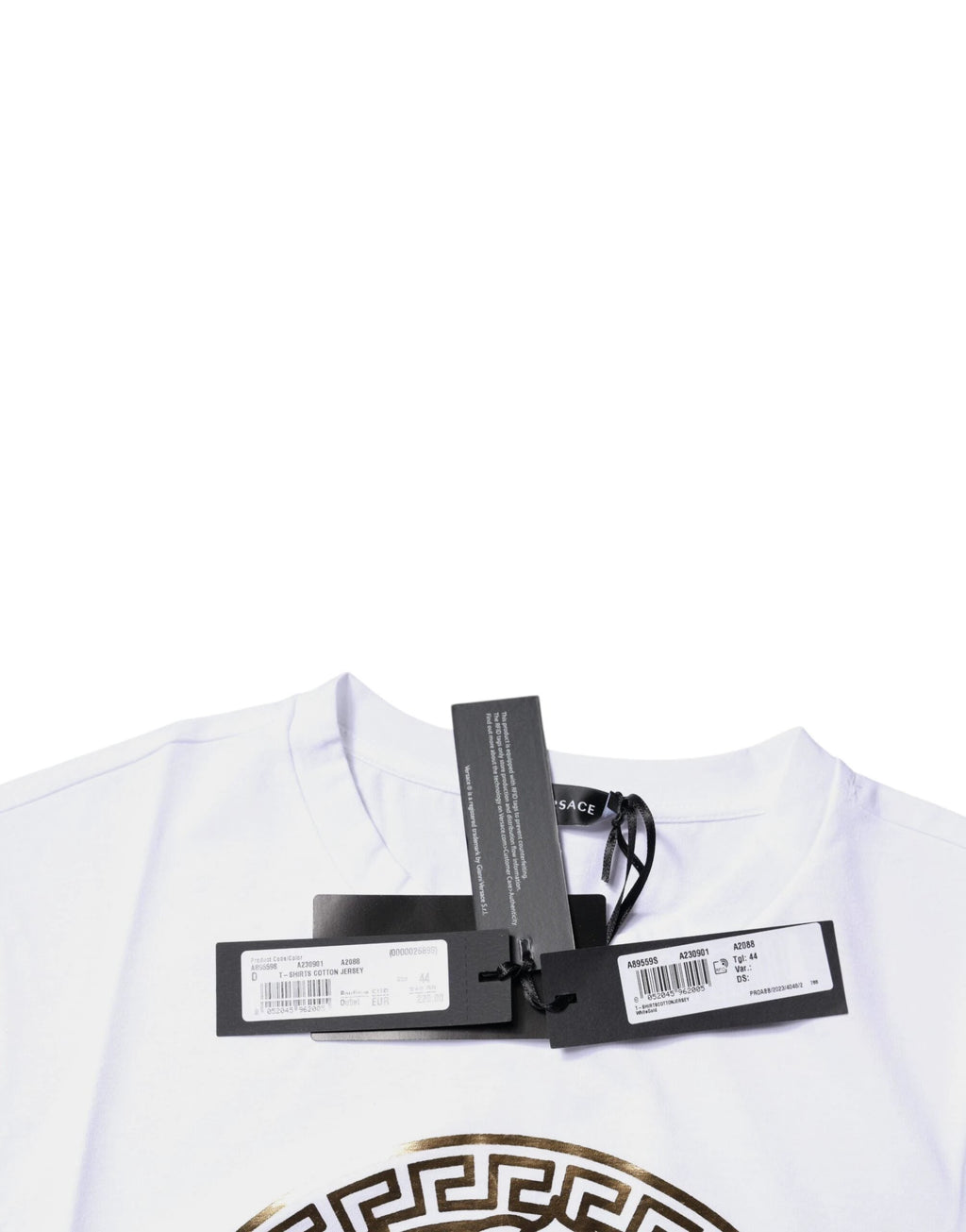 Versace White Medusa Print Cotton Crew Neck T-shirt by Versace