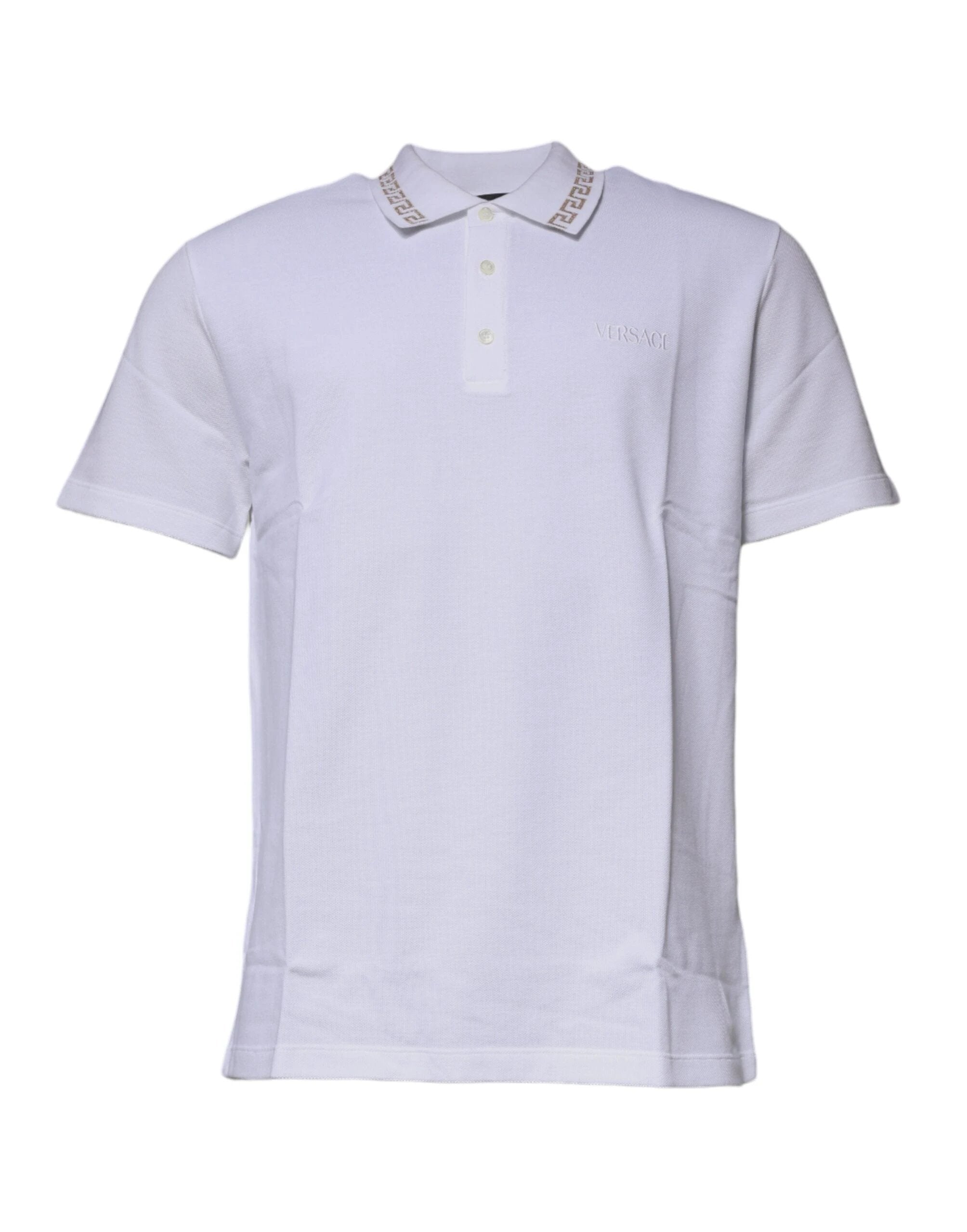 Versace White Viscose Collared Men Polo Short Sleeves T-shirt by Versace