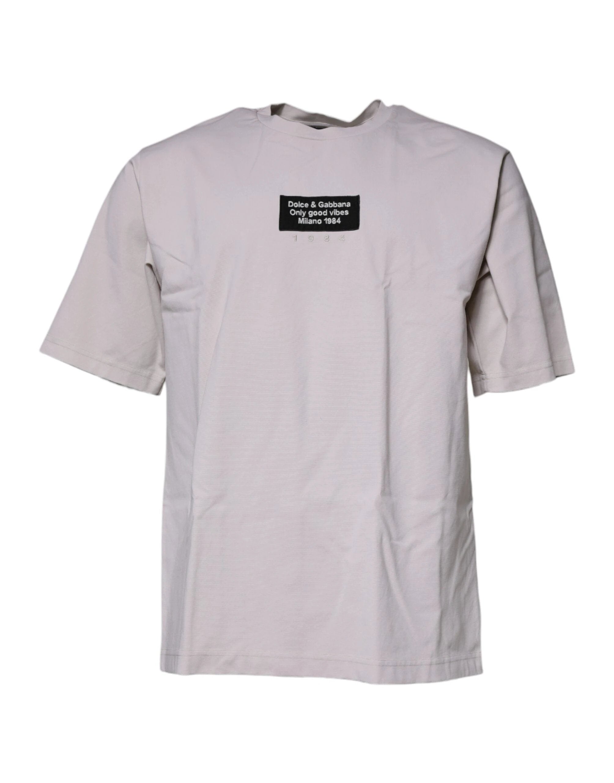 Dolce & Gabbana Beige DG Logo Crew Neck Short Sleeves T-shirt by Dolce & Gabbana