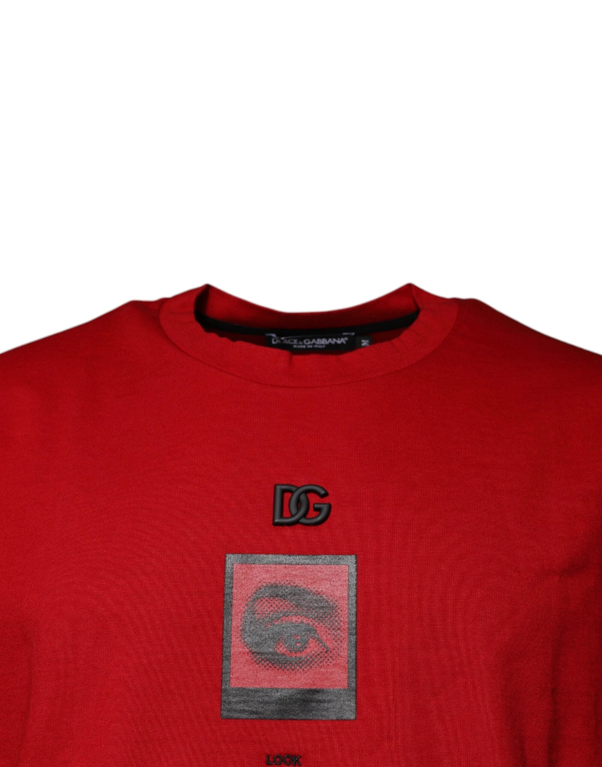 Dolce & Gabbana Red DG Eye Cotton Crew Neck T-shirt by Dolce & Gabbana