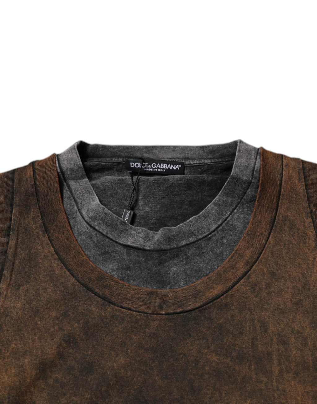 Dolce & Gabbana Brown Cotton Round Neck Sleeveless T-shirt by Dolce & Gabbana