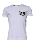Dolce & Gabbana White Stripes Crew Neck Short Sleeves T-shirt by Dolce & Gabbana