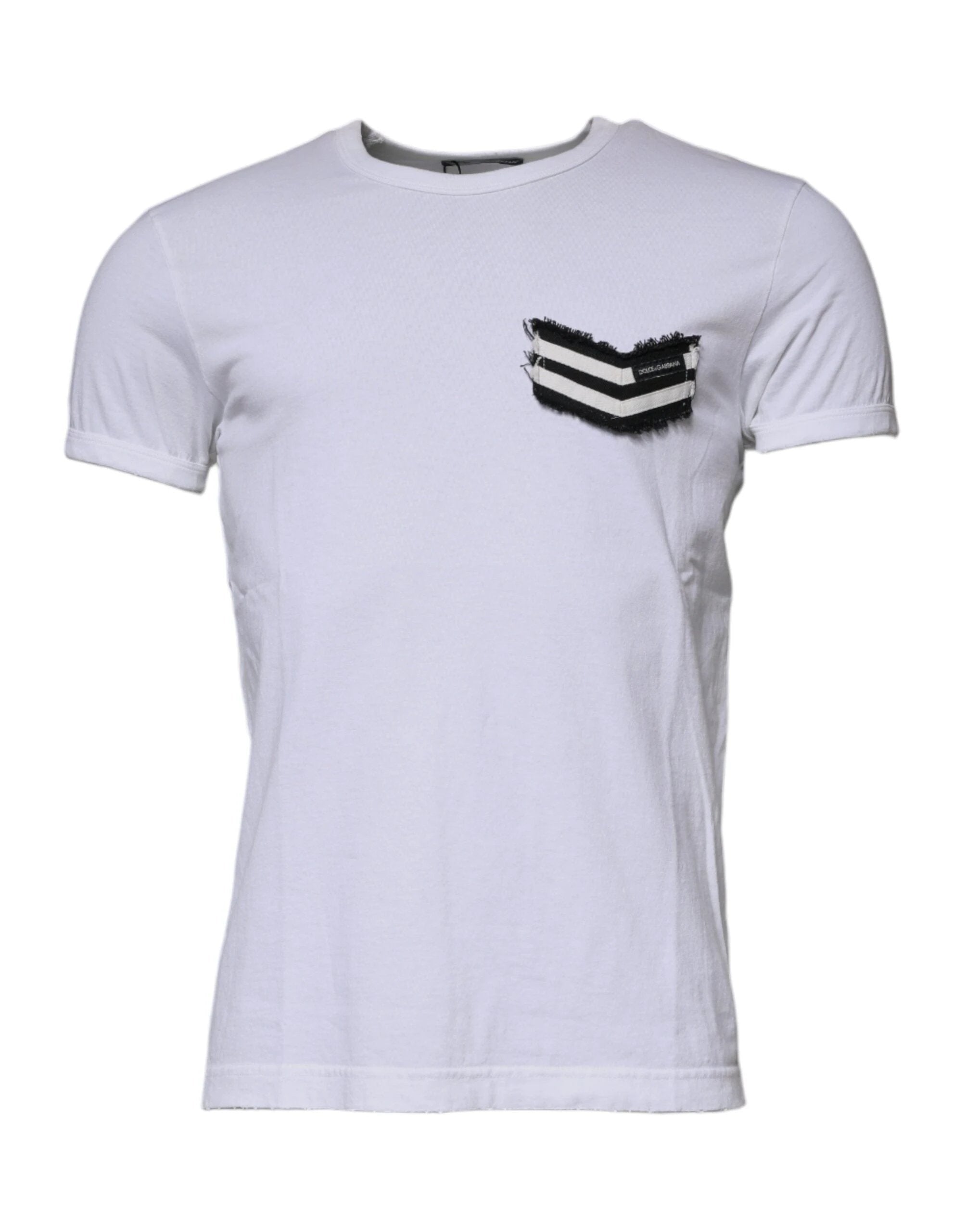 Dolce & Gabbana White Stripes Crew Neck Short Sleeves T-shirt by Dolce & Gabbana