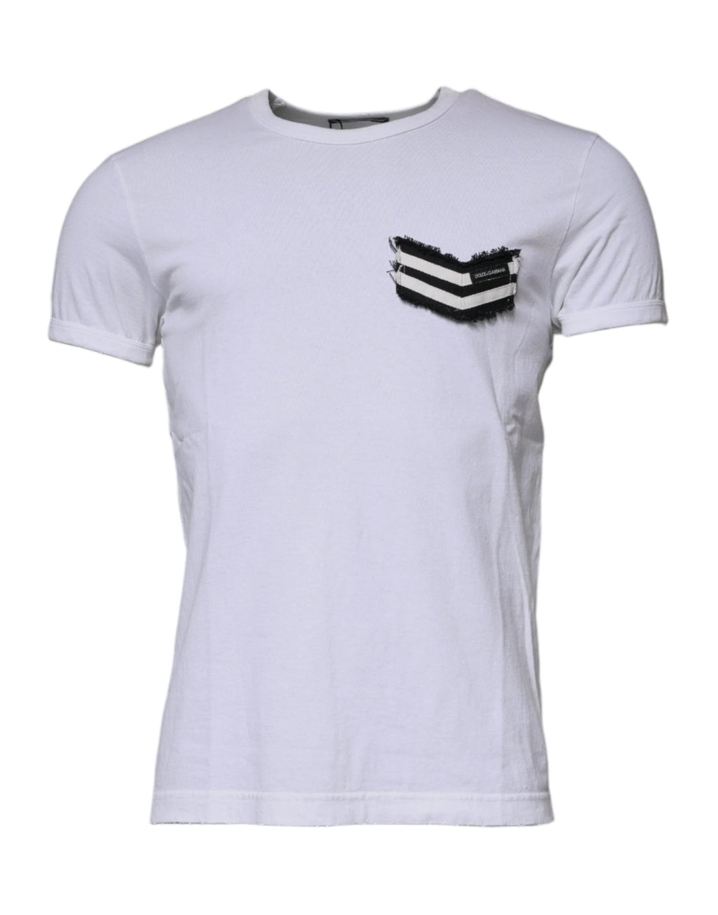 Dolce & Gabbana White Stripes Crew Neck Short Sleeves T-shirt by Dolce & Gabbana